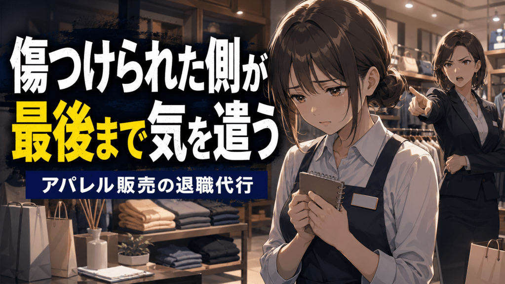 アパレル・雑貨販売店で表情や仕草、できない部分ばかりを指摘され、精神的な負担から退職代行を利用した販売スタッフのイメージ